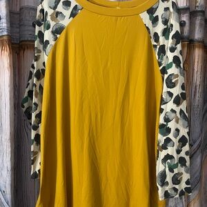 Stylish Boutique Mustard and Animal Print Women's Top